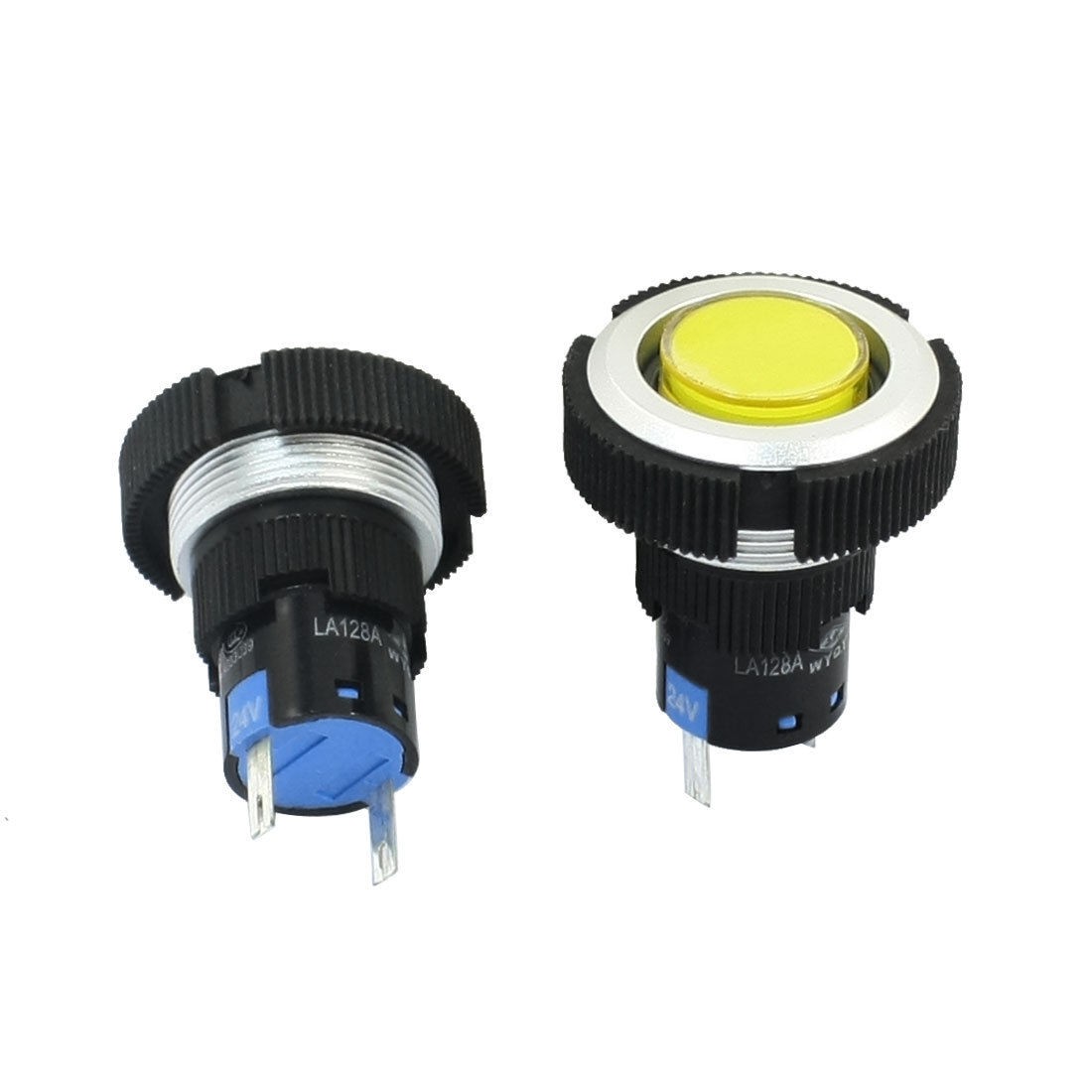 DC24V 22mm Thread Plastic Yellow Signal Indicator Light Pilot Lamp 2Pcs