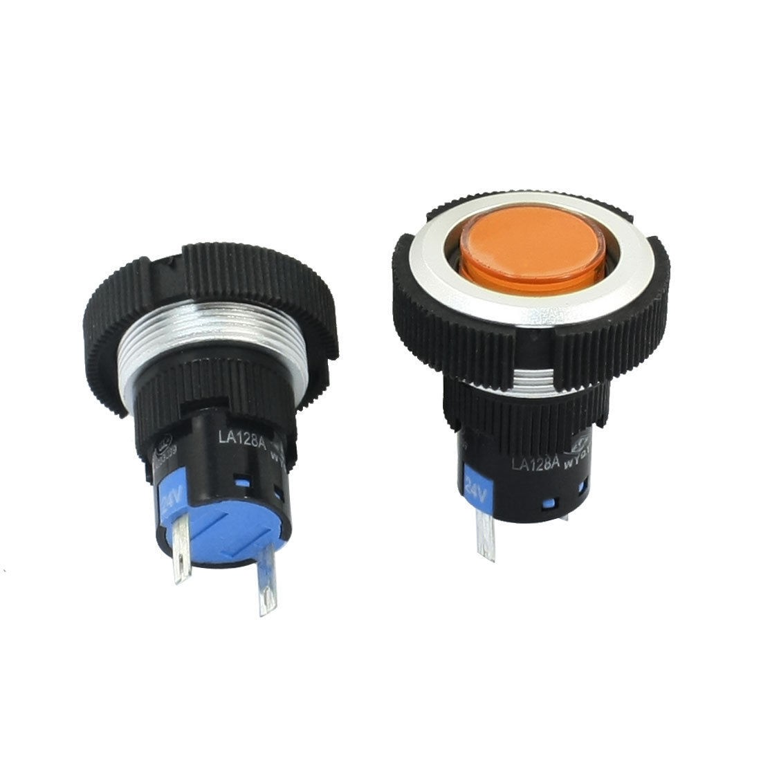 DC 24V 22mm Dia Panel Mounting Orange Signal Indicator Light Bulb 2 Pcs