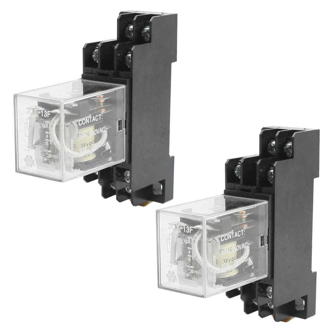 2Pcs JQX-13F LY2 DC 12V Coil Voltage 8 Pins PTF08A Socket Base Power Relay