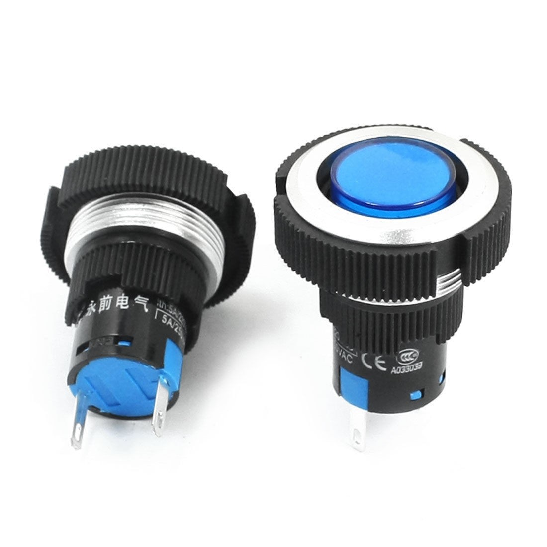 DC 12V 22mm Dia Panel Mounting Blue Signal Indicator Light Bulb 2 Pcs
