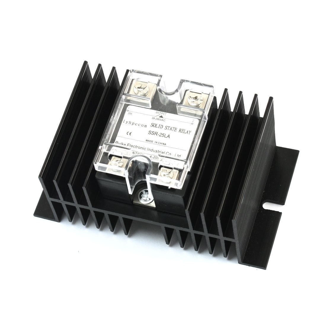 4-20mA to AC 28-280V 25A One Phase Aluminum Heat Sink Solid State Relay Black