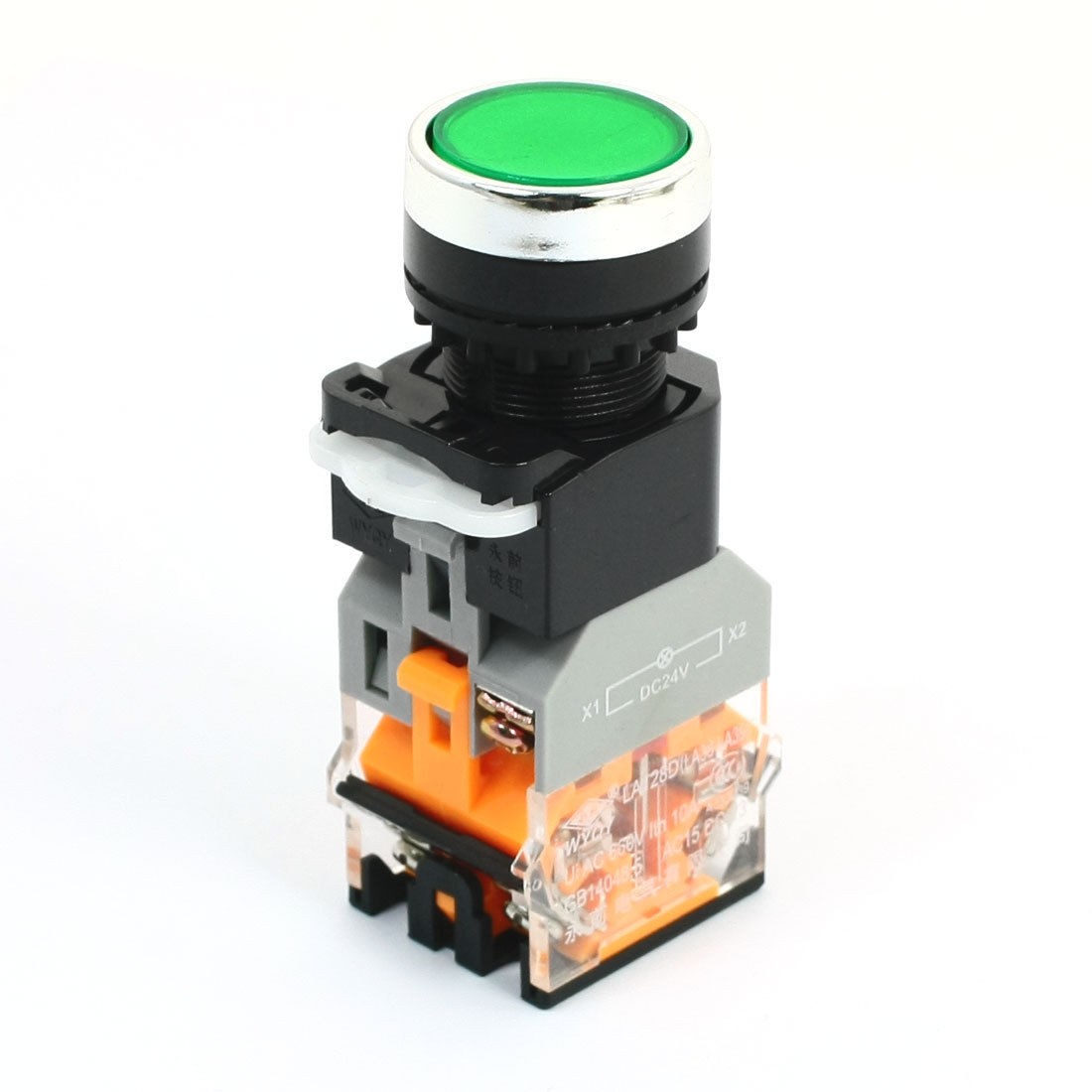 DPST Round Head Operator Green Indicator Light Push Button Switch 660V 10A