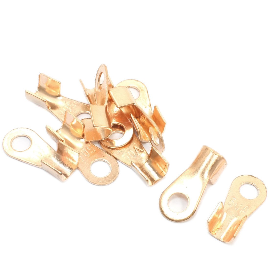 10pcs 50A Ring Tongue Cable Wiring Welding Copper Connector Terminal