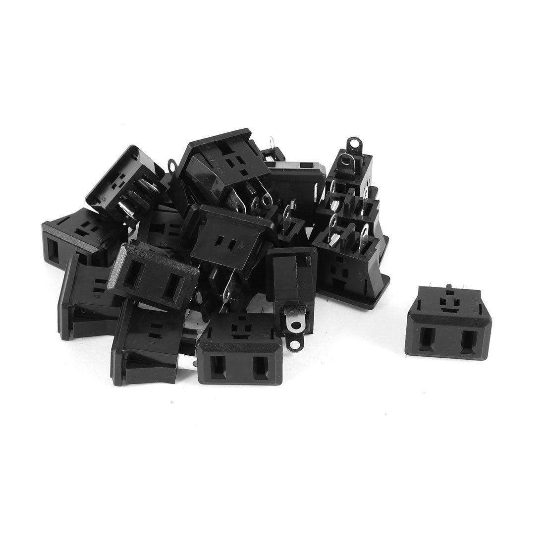 20 x Black AC 125V 12A Straight Terminal Panel Mounting Power Socket for US Plug