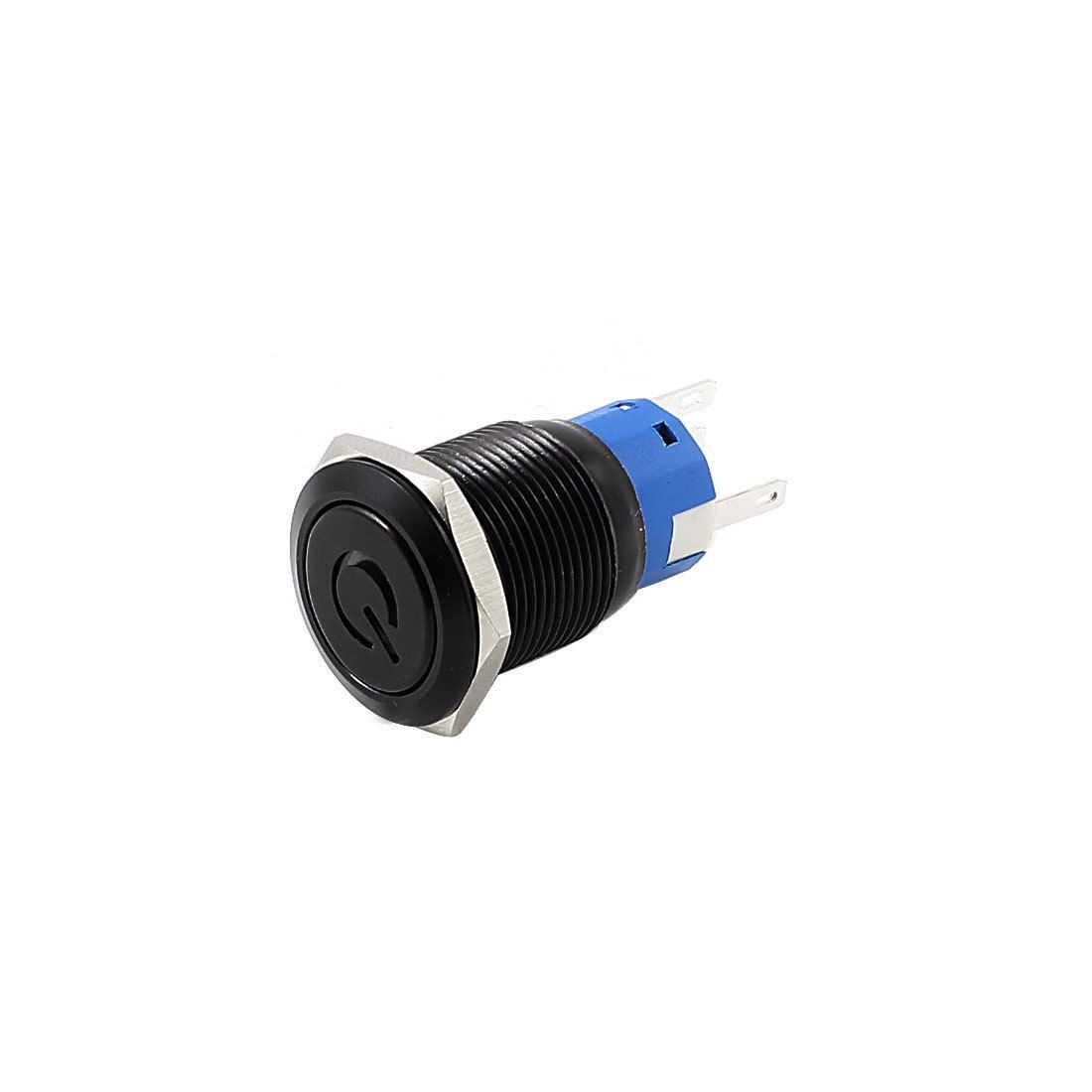 12V 19mm Mounted Blue LED Light Stainless Steel Self-locking Push Button Switch