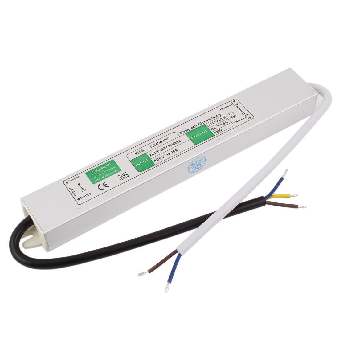 AC 110-260V IP67 Waterproof Constant Current Driver Power Supply for 12V 45W LED
