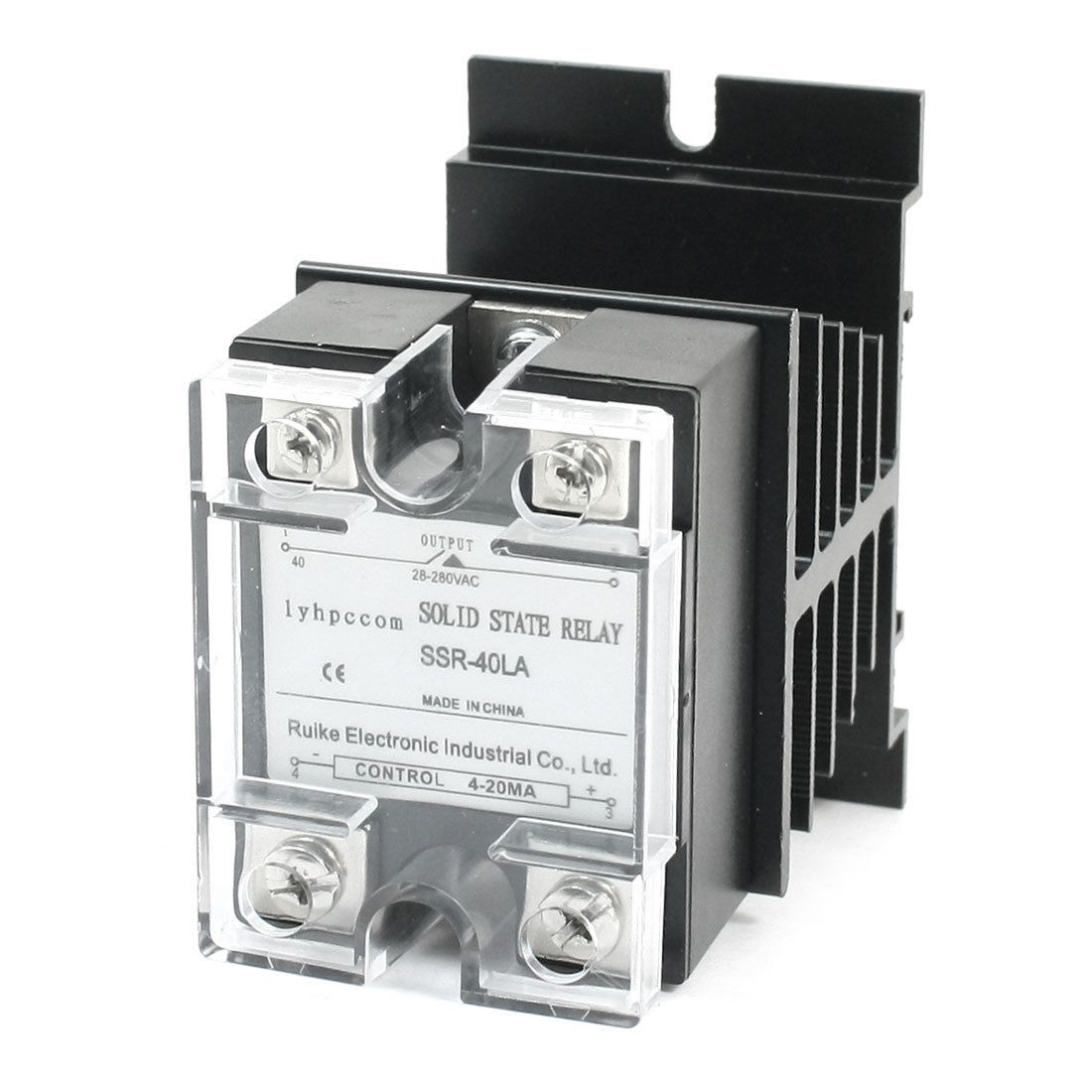 4-20mA to AC28-280V 40A Single Phase Black Aluminum Heatsink Solid State Relay