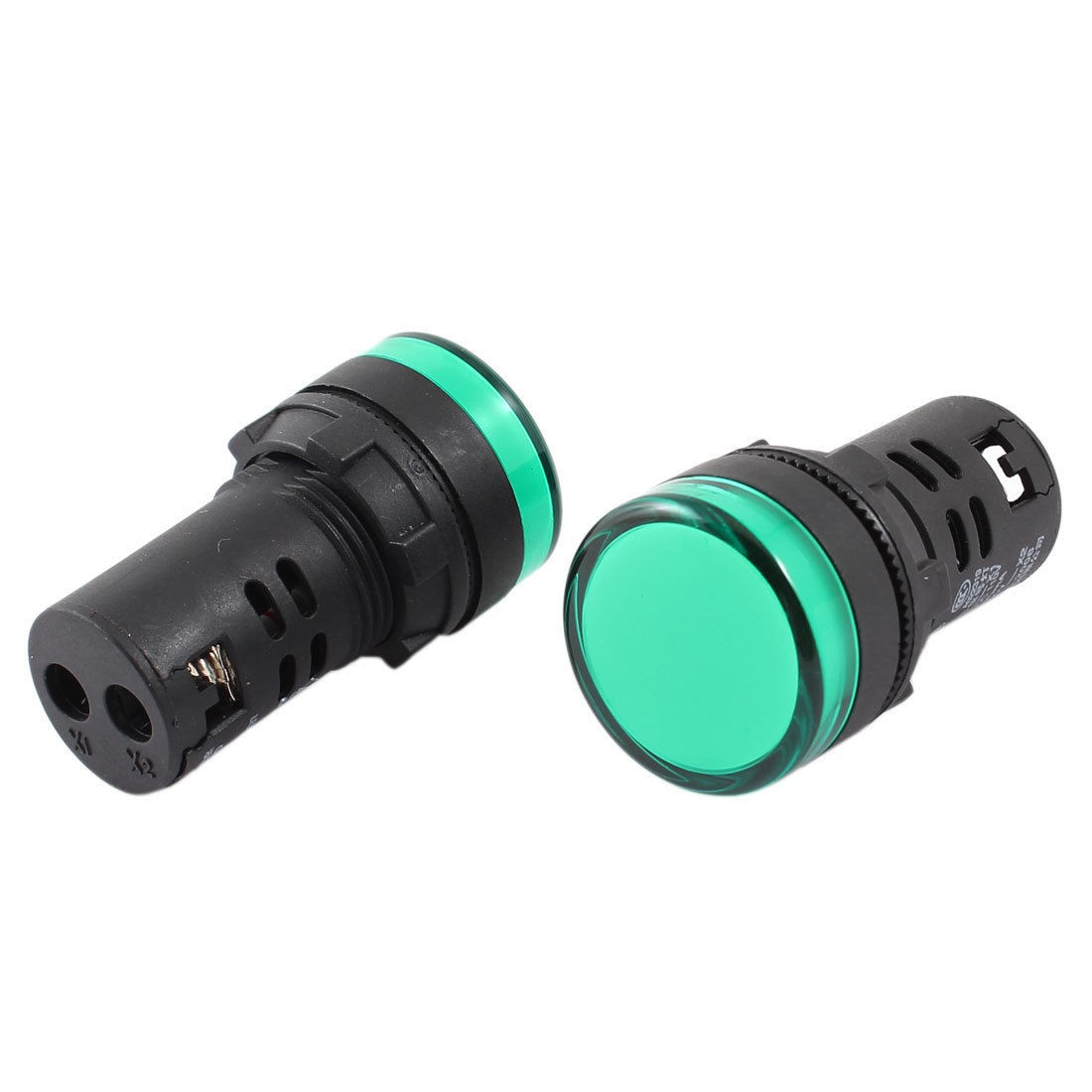 2Pcs AC110V Green LED Power Indicator Pilot Signal Light Lamp 22mm Panel Mount