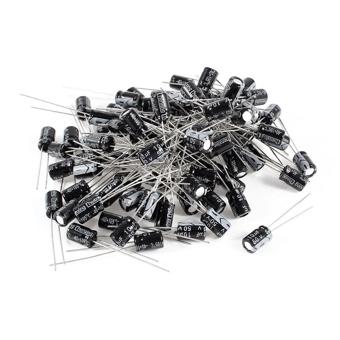 100 Pcs 10uF 50V Radial Leads Aluminum Electrolytic Capacitors 5x7mm
