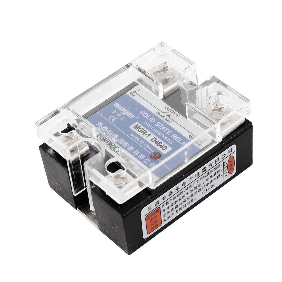 DC-AC 3-32V 24-480V 40A Single Phase NO SSR Solid State Relay w Clear Cover