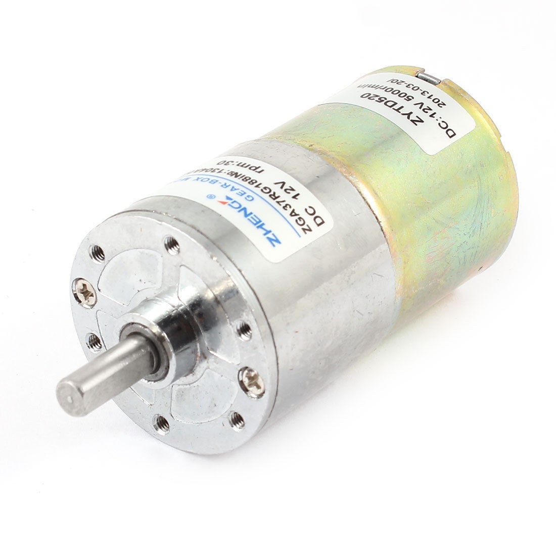 12V 6mm Diameter Shaft 2 Pins Terminal 30RPM Electric Gearbox DC Gear Motor