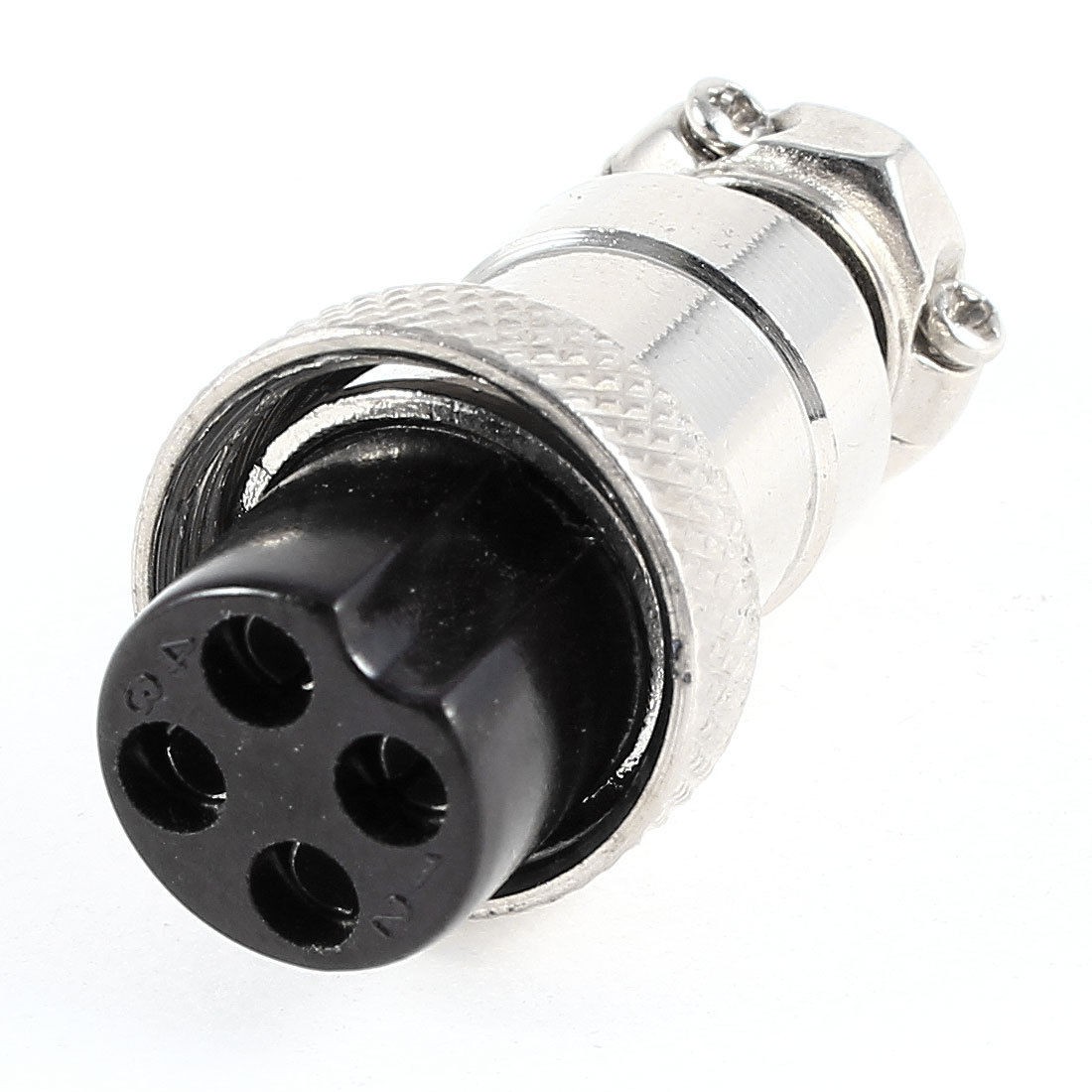 Aviation Plug 4 Pin 16mm Female Panel Metal Connector Silver Tone