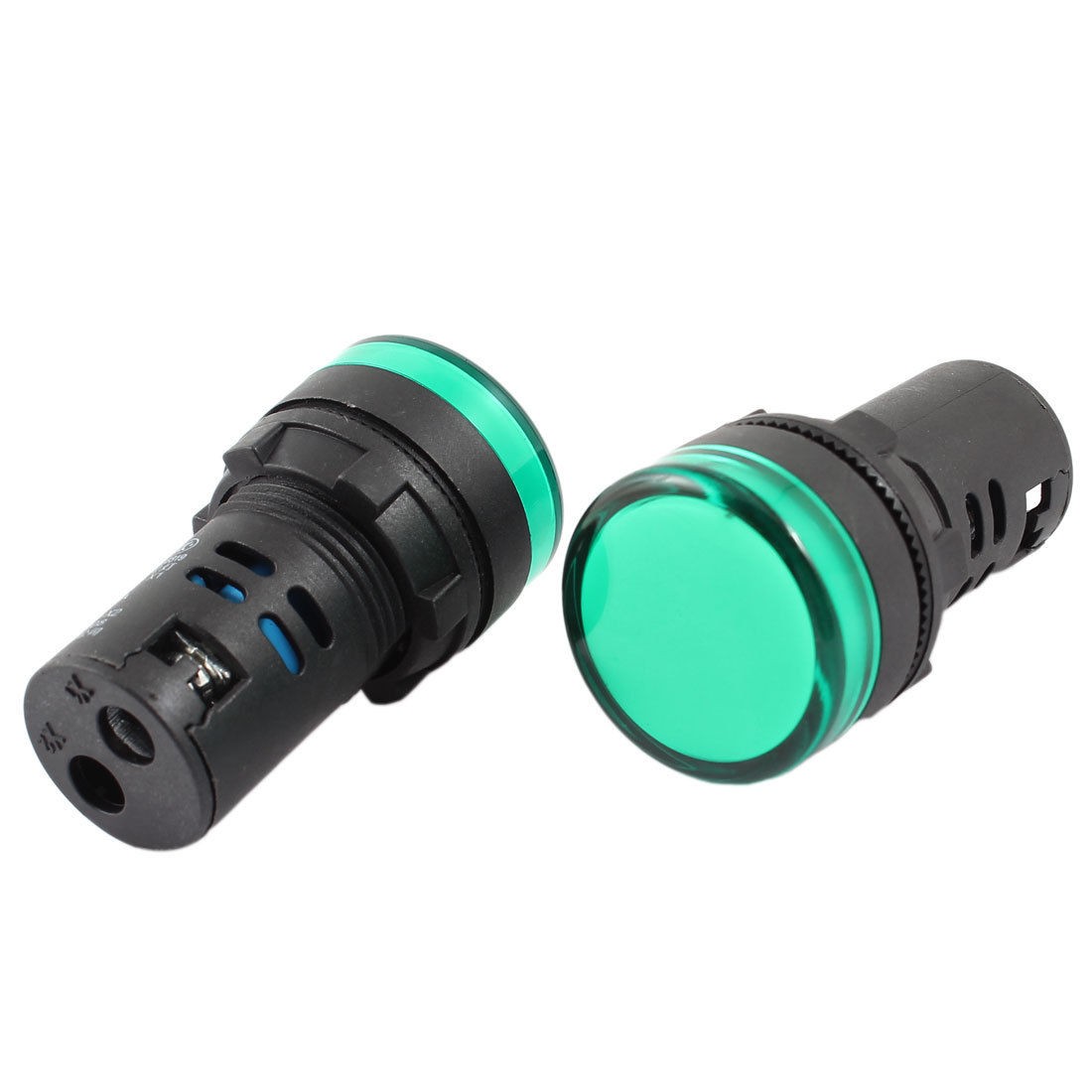 2Pcs AC380V Green LED Power Indicator Pilot Signal Light Lamp 22mm Panel Mount