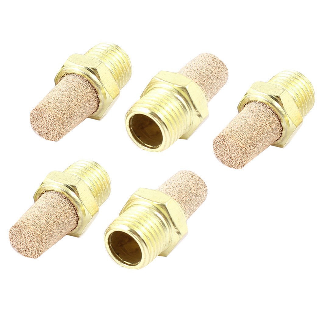5 Pcs Brass 1/4PT Male Thread Noise Reducing Pneumatic Muffler Silencer Filter