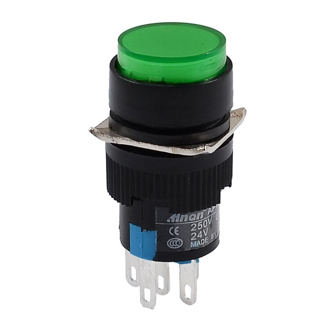 Green Light NO NC Self-locking Contact Push Button Switch DC 24V
