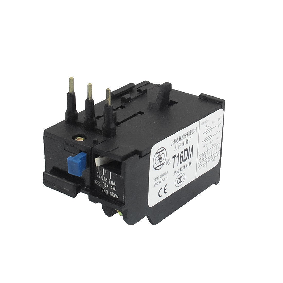 T16DM 3 Pole 0.7A-1A Current Range Motor Thermal Overload Relay 1NO 1NC