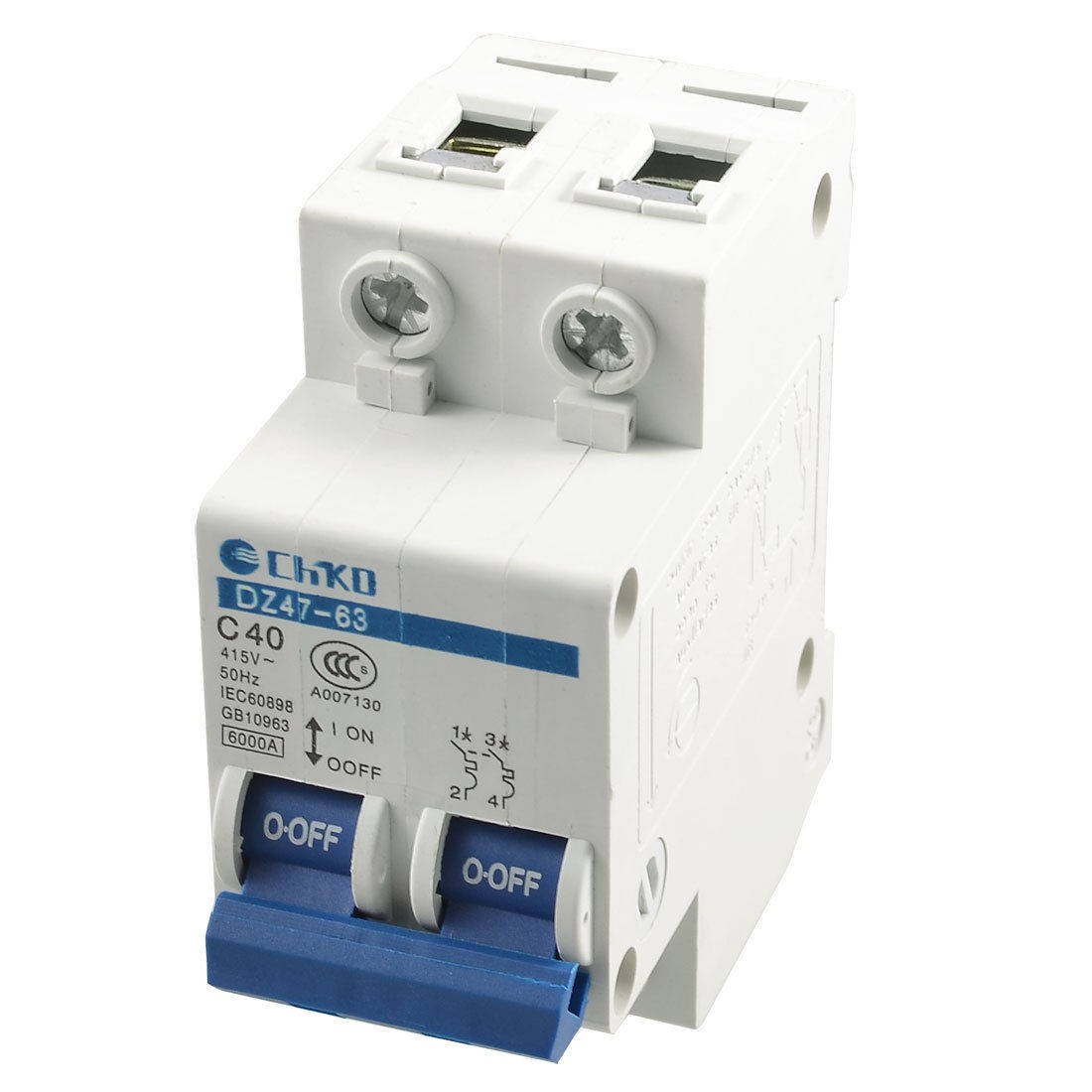 DZ47-63 AC 415V 40A 2 Pole MCB Miniature Circuit Breaker DZ47-63 C40