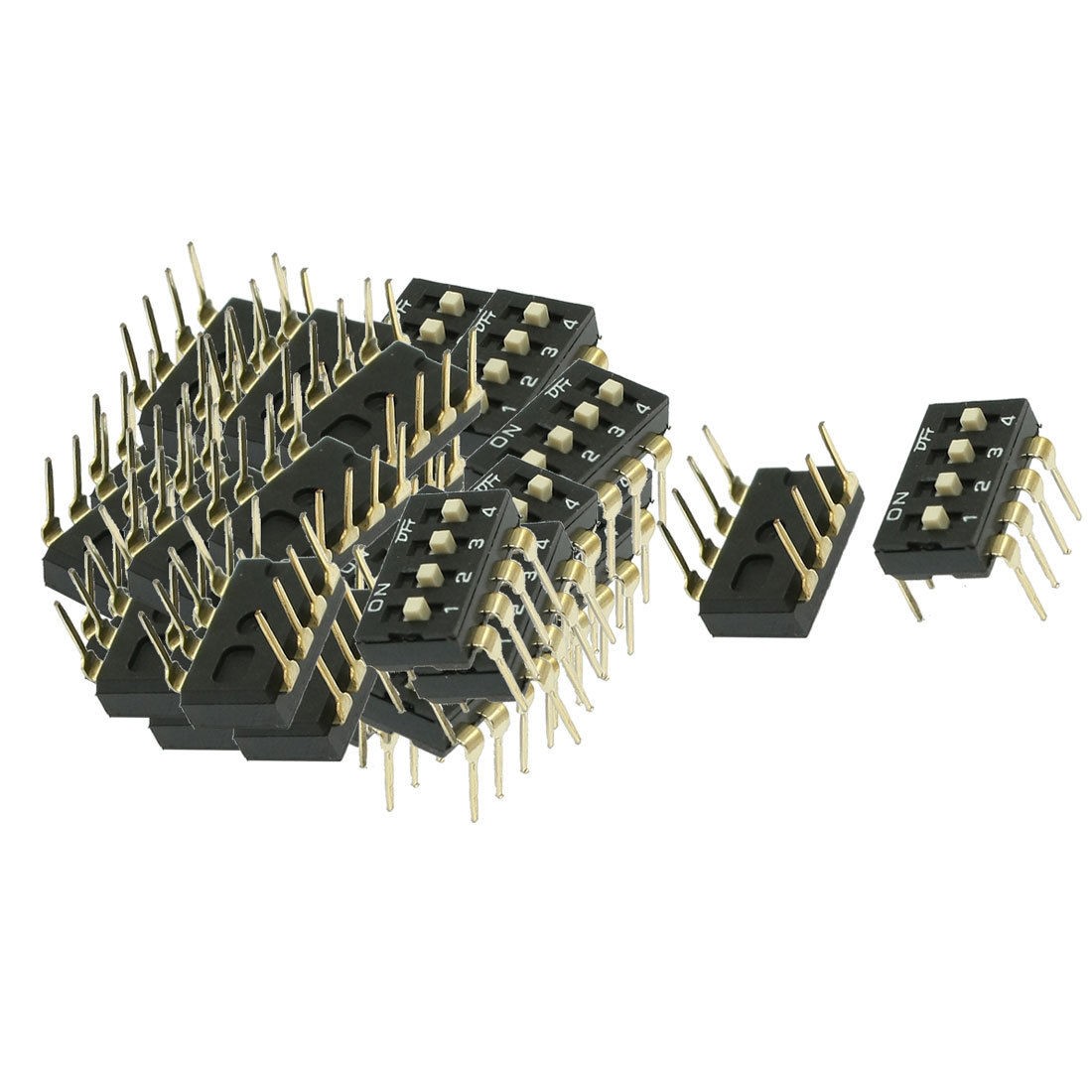 40 Pcs 2.54mm Pitch 4 Positions Slide Type DIP Switches