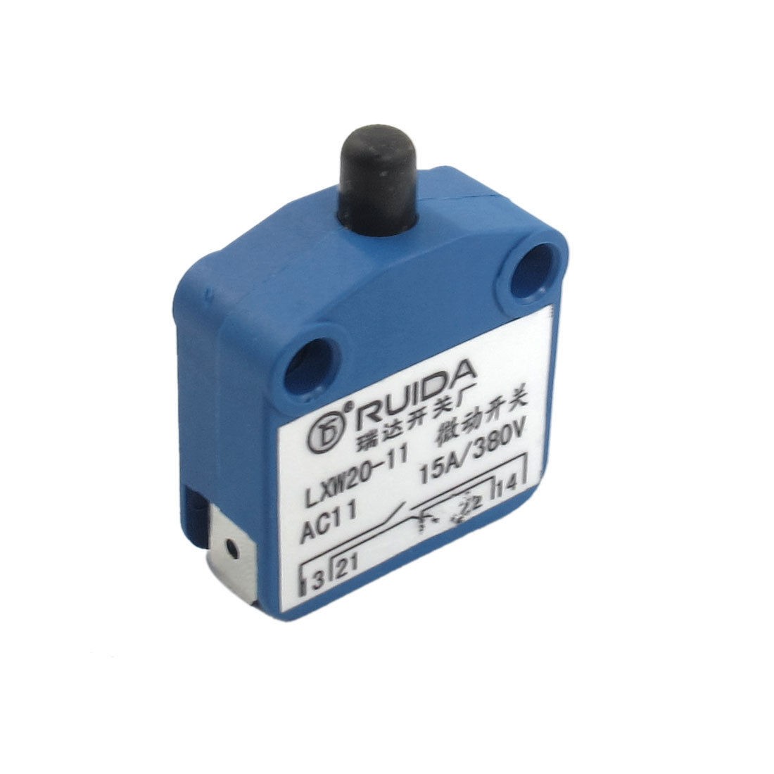 AC 380V 15A Black Button Actuator SPDT Momentary Micro Switch Blue