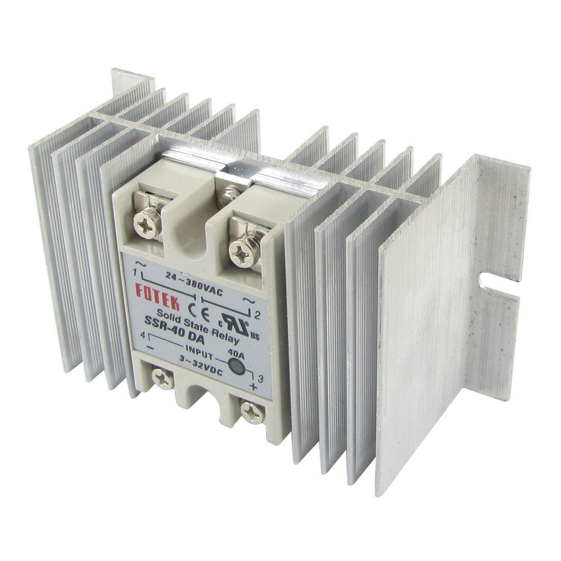Temprature Control Solid State Relay SSR 40A 3-32V DC 24-380V AC with Heat Sink