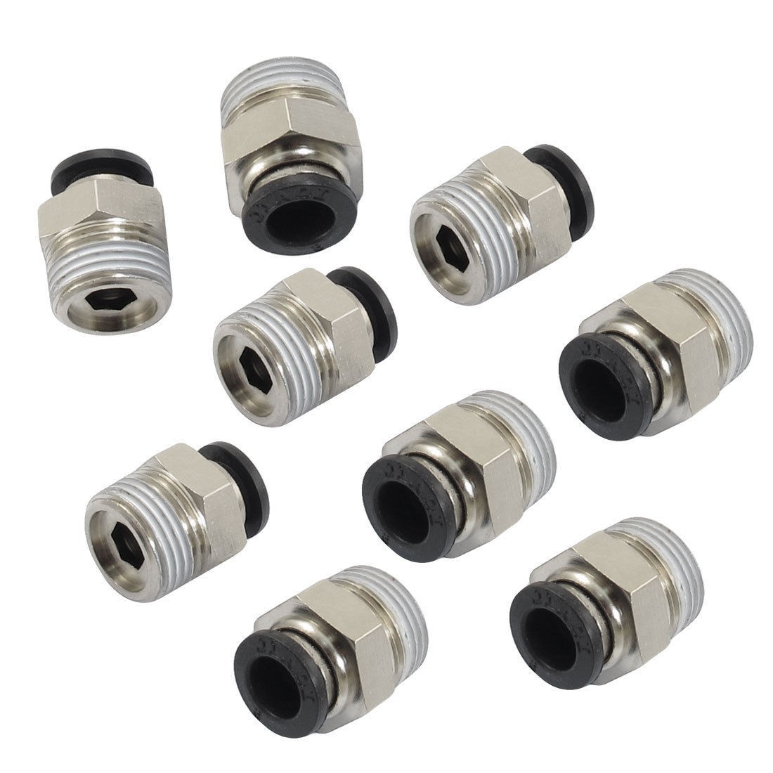 9 Pcs 3 8" PT Male Thread 8mm Push in Joint Pneumatic Connector Quick Fittings