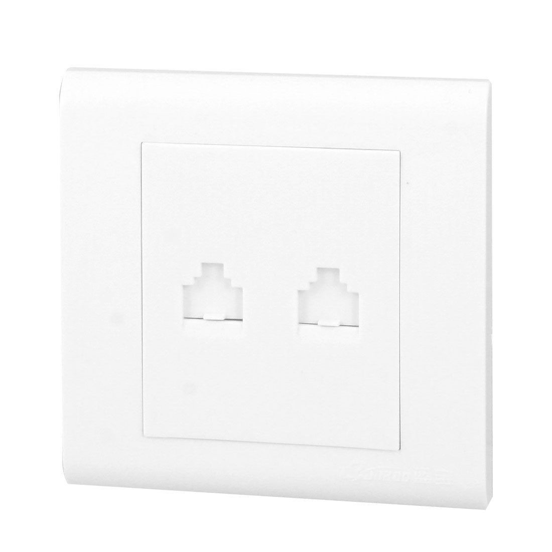 White 8P8C 8P4C RJ45 Network Socket Phone Outlet Jack Wall Face Plate Panel