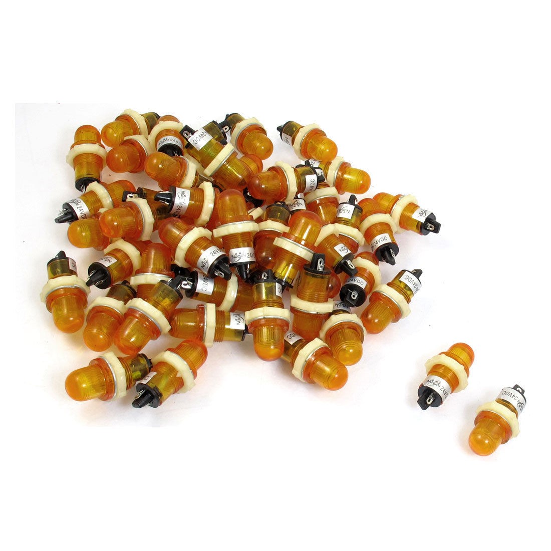50 Pcs DC 24V 15mm Yellow Round Indicator Signal Pilot Light Lamp XD15-2