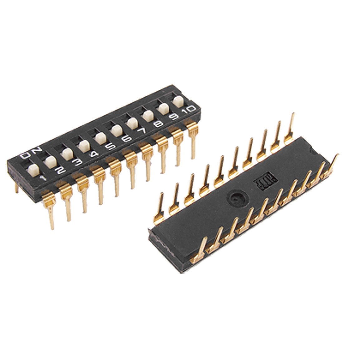2 Pcs 2.54mm Pitch 10 Position IC Type DIP Switch Black Kjnnr