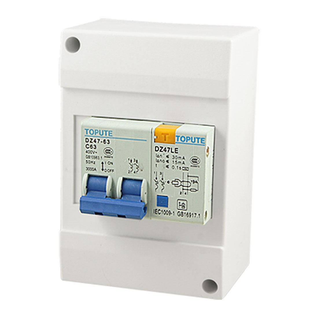 AC 400V 63A 2 Poles Miniature Earth Leakage Circuit Breaker w Case