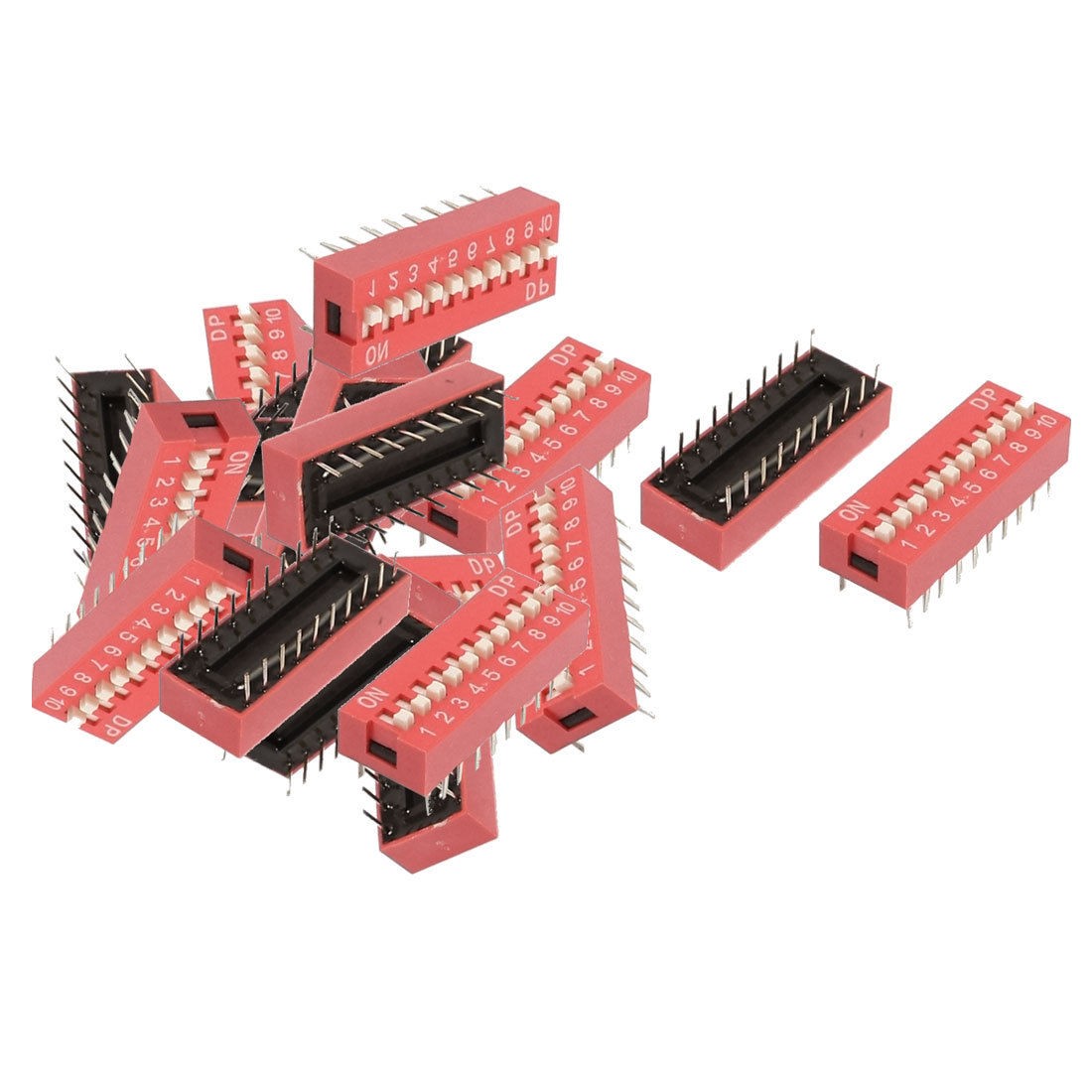 17 Pcs 2.54mm Pitch 10 Position Sliding Type DIP Switches