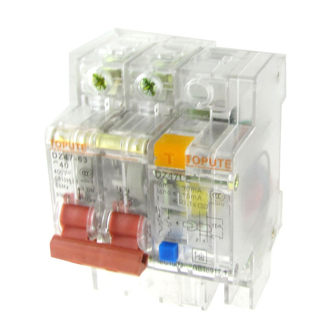 Transparent AC 400V 40A 2 Poles 2P Earth Leakage Circuit Breaker