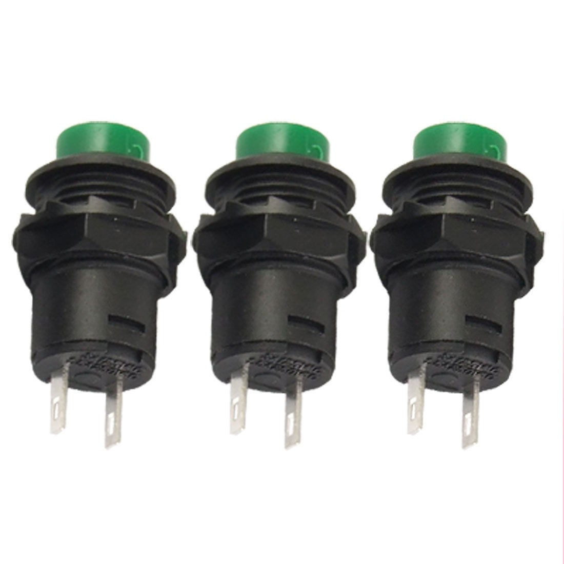 AC 125V/3A 250V/1.5A Green Cap OFF(ON) NO Momentary Push Button Switch 3 Pcs
