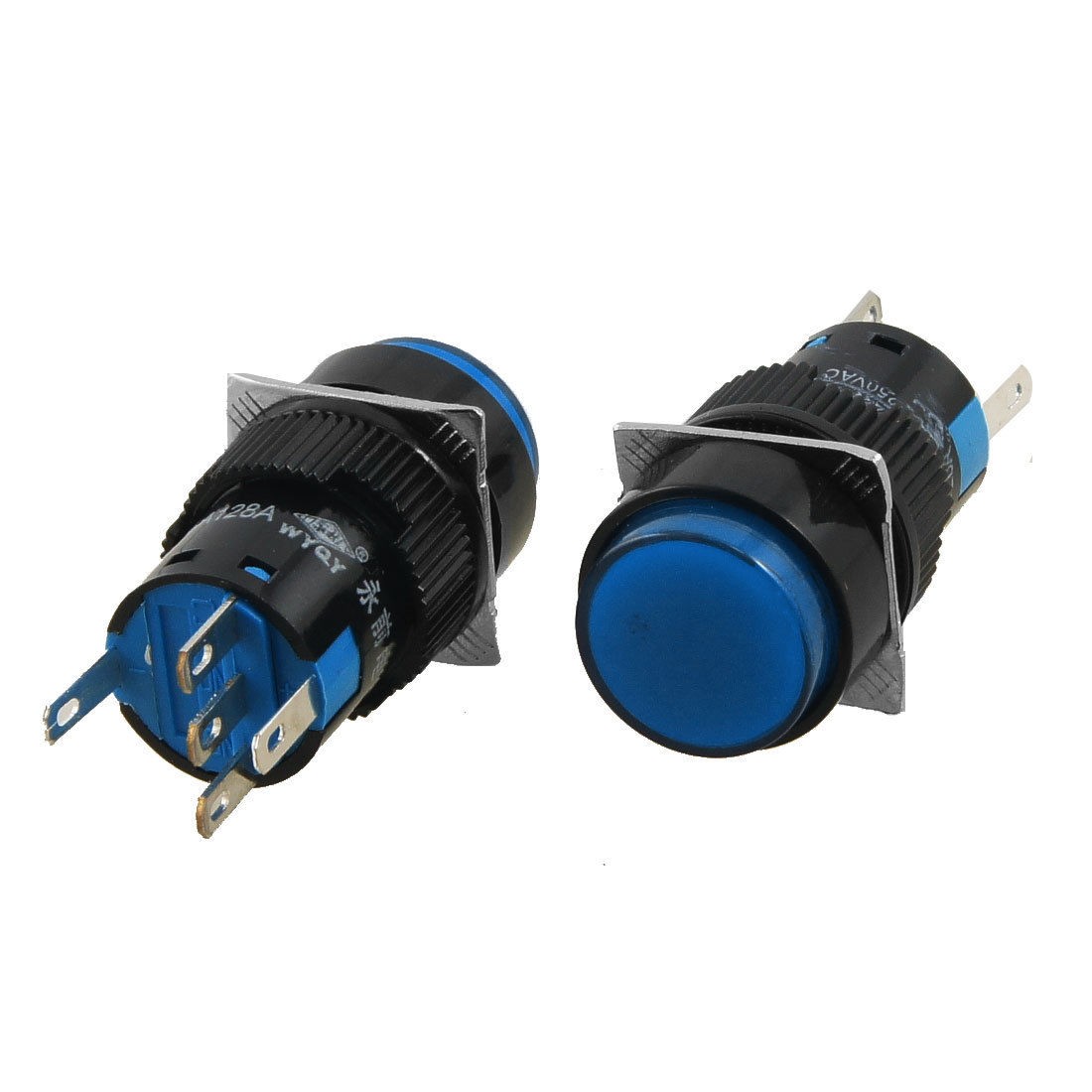 5 Pcs Blue Round DC 24V Light Latching Panel Mount AC 250V 5A Push Button Switch