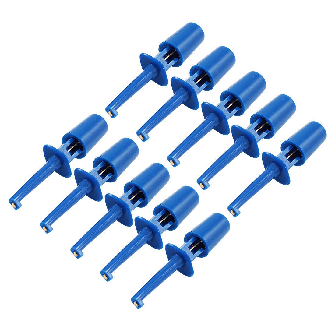 10 x Blue Plastic Multimeter Test Cable SMD IC Hook Clip Grabbers 1.6"