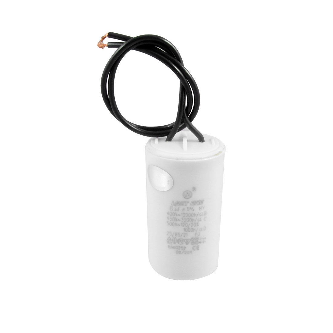Washing Machine Polypropylene Film 2 Wire Motor Capacitor 400V/450V/500V<wbr/>AC 6uF