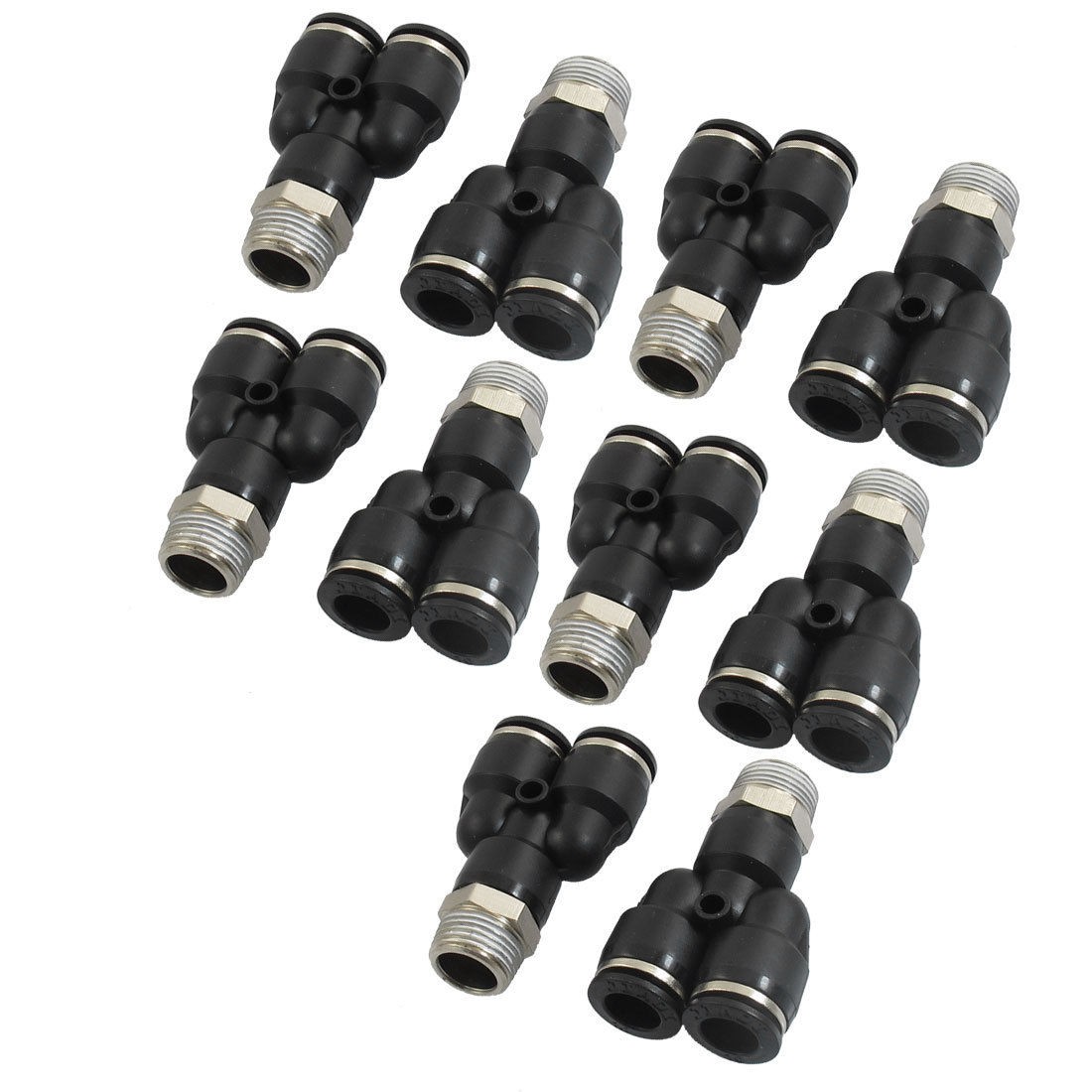 10 Pcs Air Pneumatic 3 8" PT to 10mm Y Shaped Push in Connectors Quick Fittings