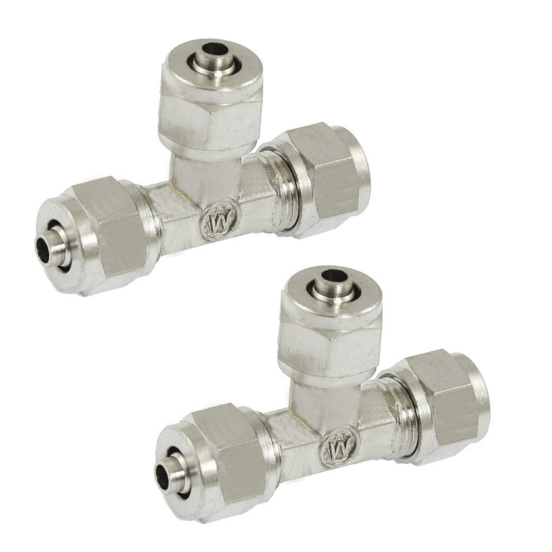 2 Pcs 4mm x 6mm Pneumatic Hose Air Fitting Tee Quick Connector Coupler