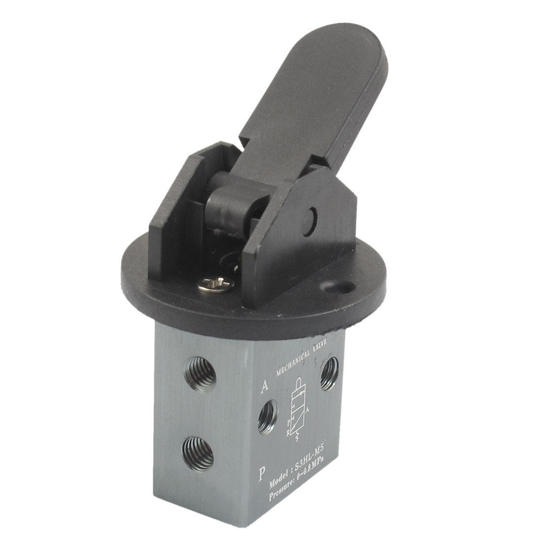 S3HL M5 2 Position 3 Way 4 6mm Thread Hole Handle Mechanical Valve