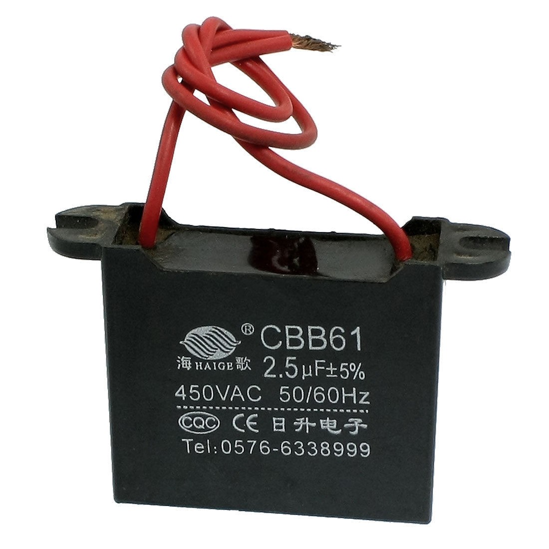 Black Rectangle AC 450V Motor Running Capacitor 2.5uF CBB61