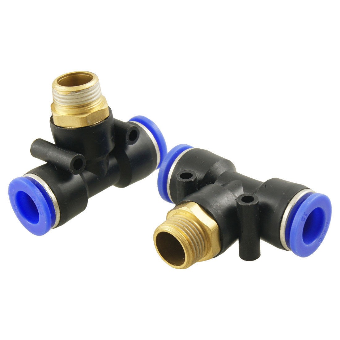 2 Pcs 3 8" Thread 12mm One Touch Push in T Joint Quick Connectors