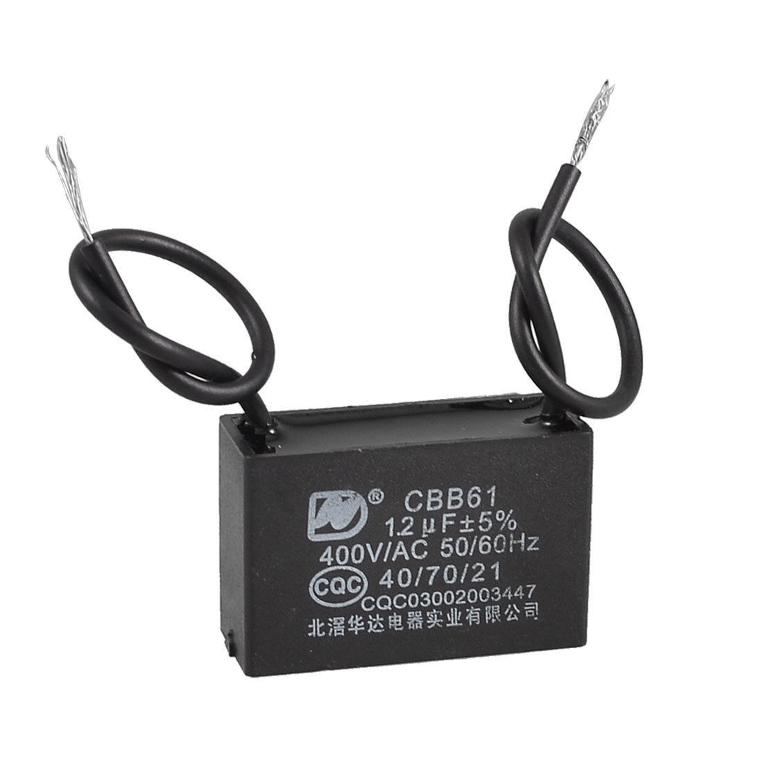 400V 1.2uF Polypropylene Film Ceiling Fan Motor Capacitor Black