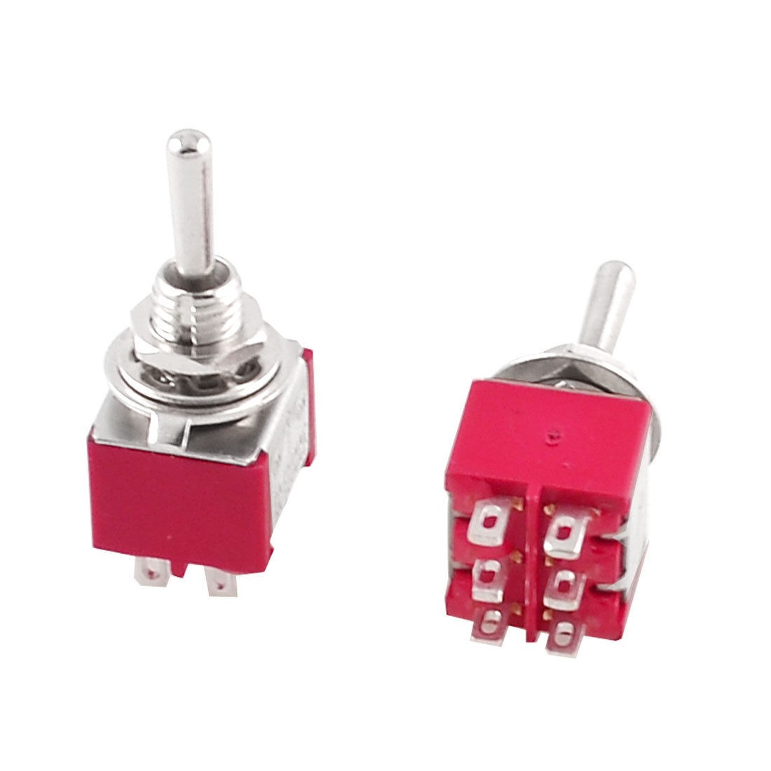 Red 5A/120VAC 2A/250VAC Toggle Switches 3 Position DPDT 2 Pcs