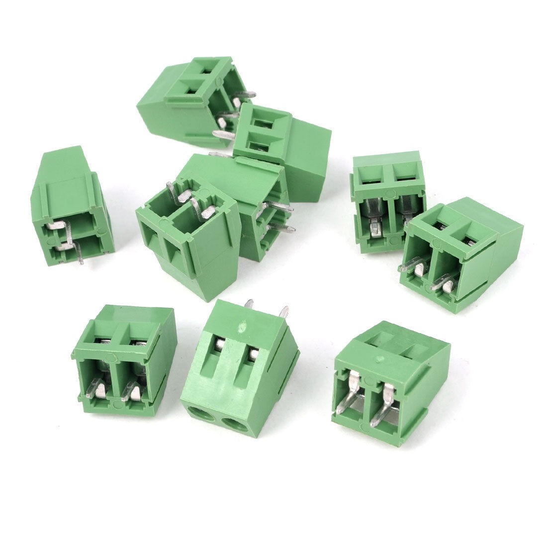 10pcs 300V 10A 2P Pins PCB Screw Terminal Block Connector 5mm Pitch Green
