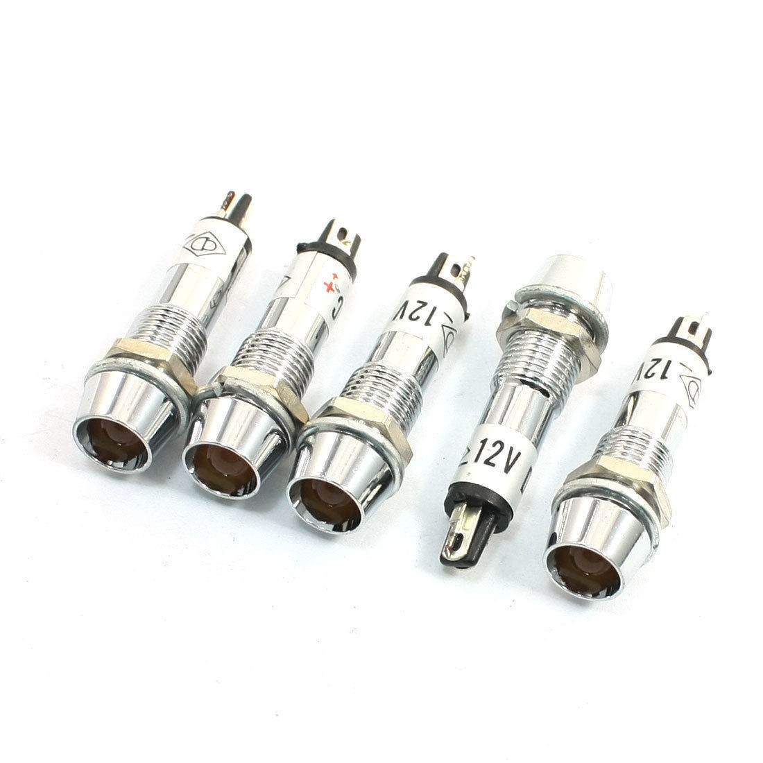 5 Pcs Panel Mounting Yellow Light Indication LED Signal Lamp DC 12V