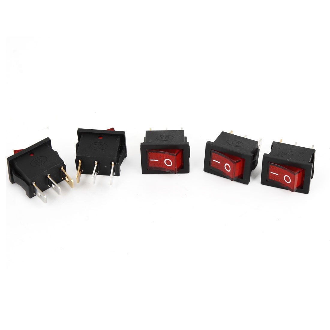 5PCS 2Positions SPST Panel Mount Red Lamp Snap In Boat Rocker Switch