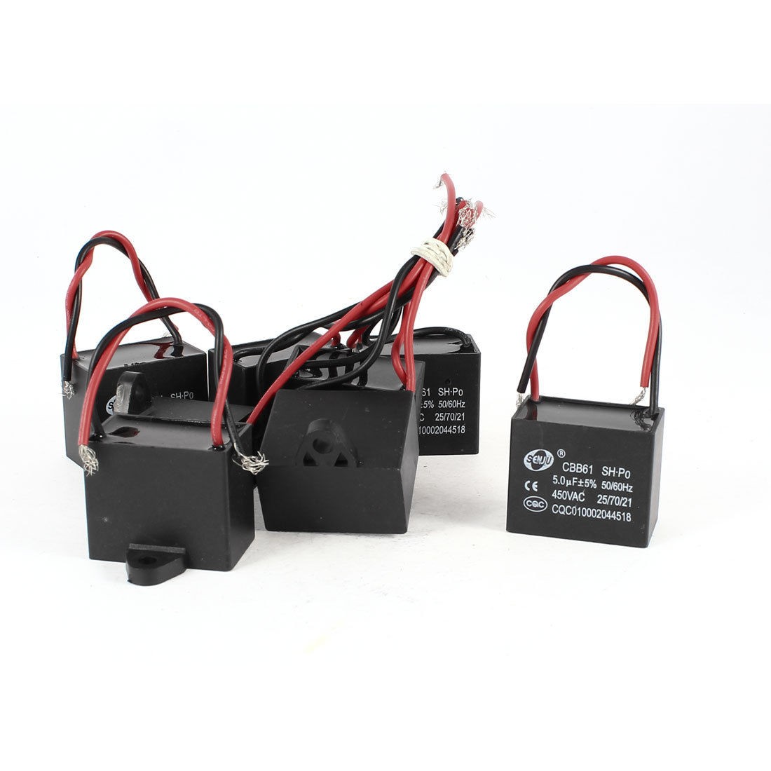 AC 450V 5uF 9cm Wired Metalized Polypropylene Film Motor Run Capacitors 8 Pieces