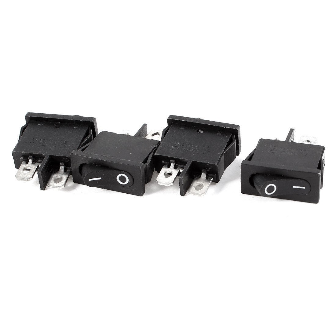 AC 250V 6A 125V 10A 2 Termials SPST ON/OFF 2 Positions Rocker Switch Black 4 Pcs