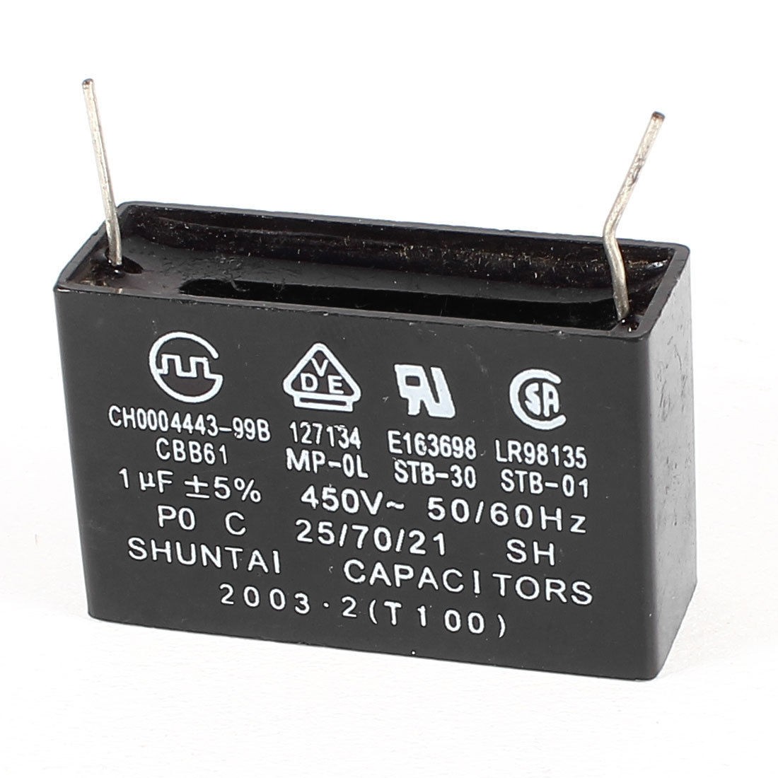 CBB61 2 Soldering Terminals Fan Motor Run Capacitor 1uF AC 450V