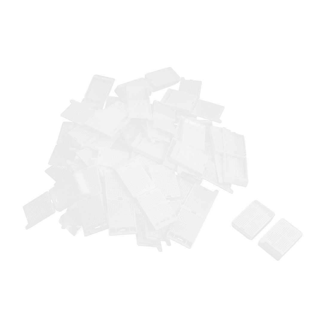 50Pcs White Histology Tissue Embedding Cassette Hinge-lock Square Hole