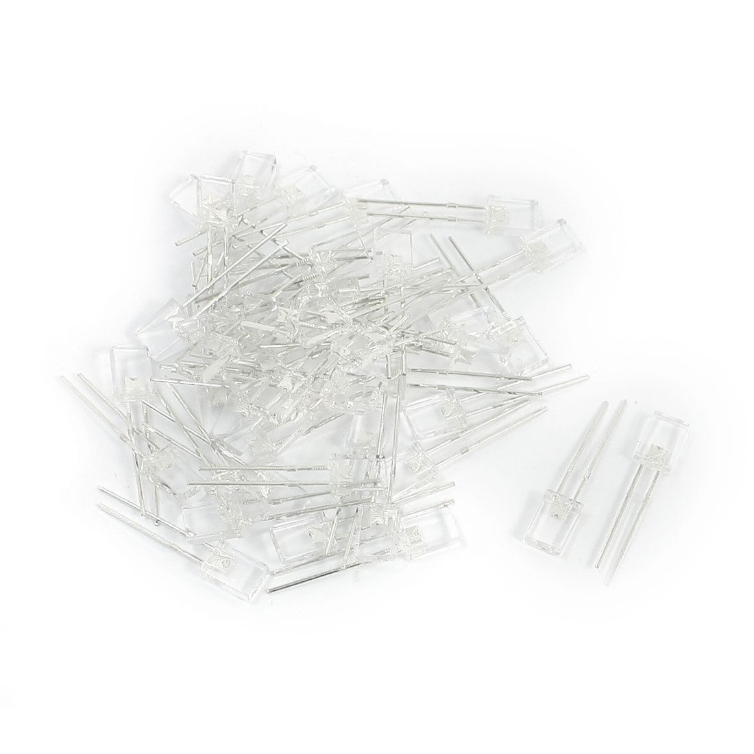 50 PCS Rectangular Head 2 Pin Red LED Light Emitting Diodes DC 1.8-2.0V